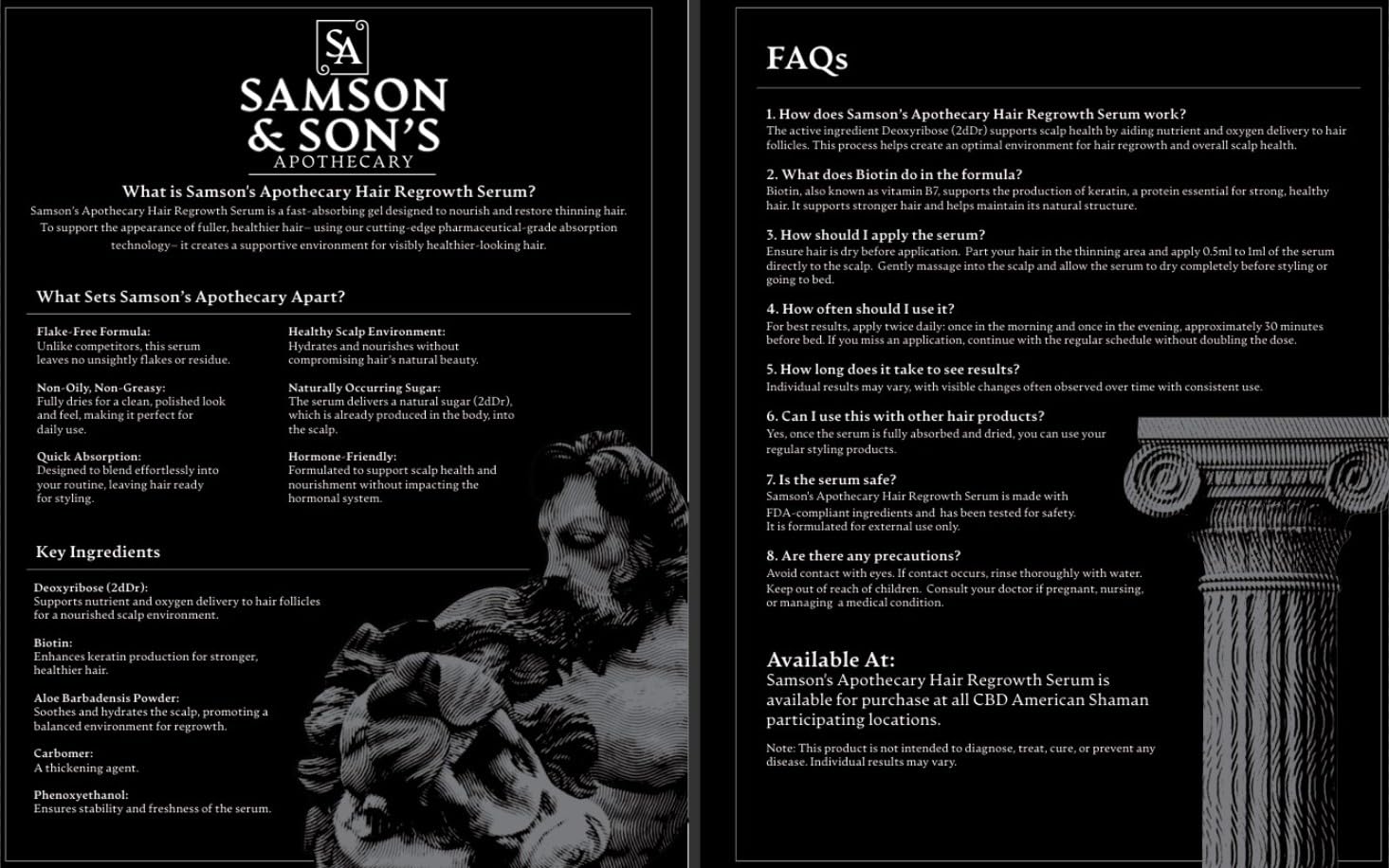 Gouttes du sérum régénération Samson's Apothecary déposées sur les racines pour une absorption rapide.