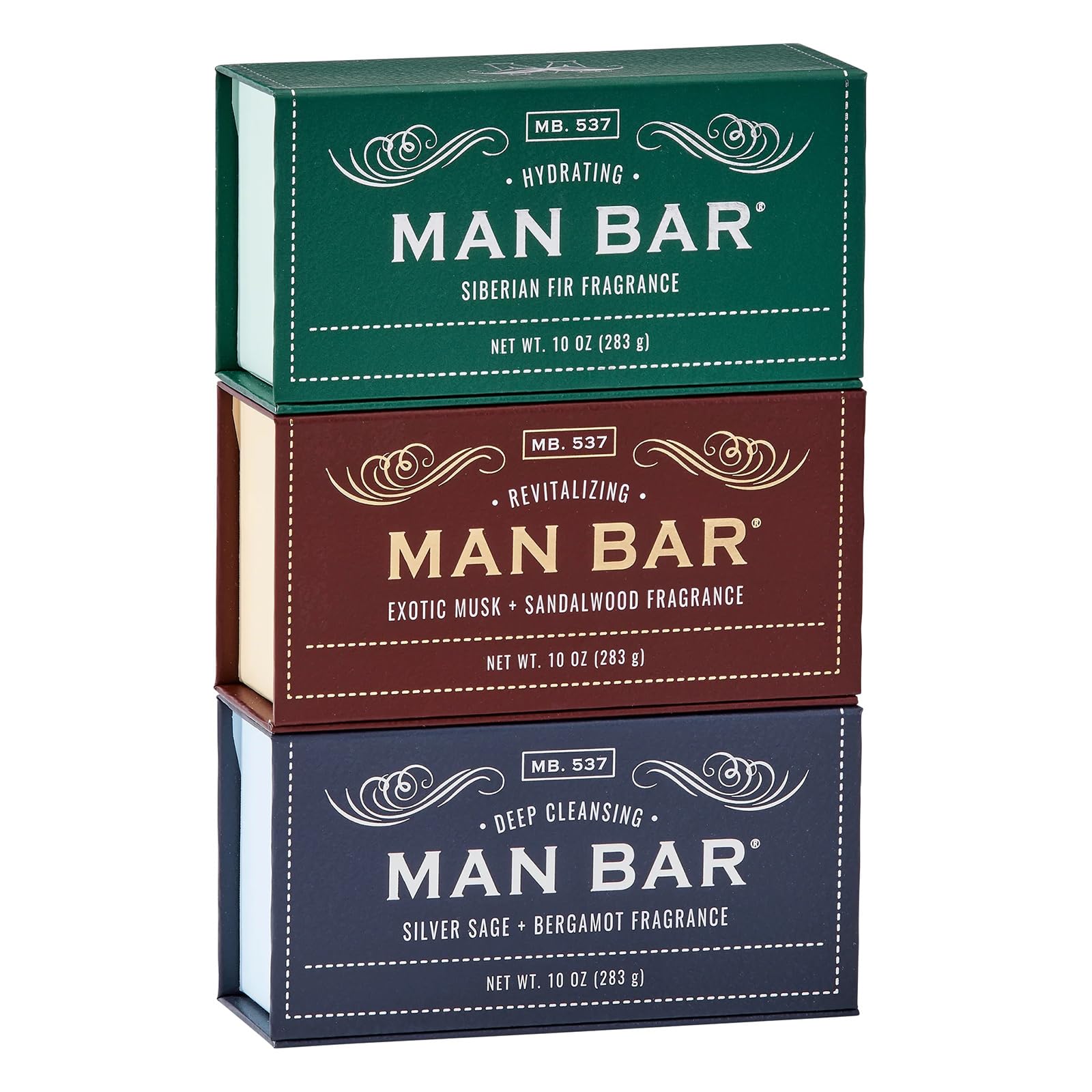 Ensemble cadeau Man Bar de San Francisco Soap Co, présentation soignée et pratique.
