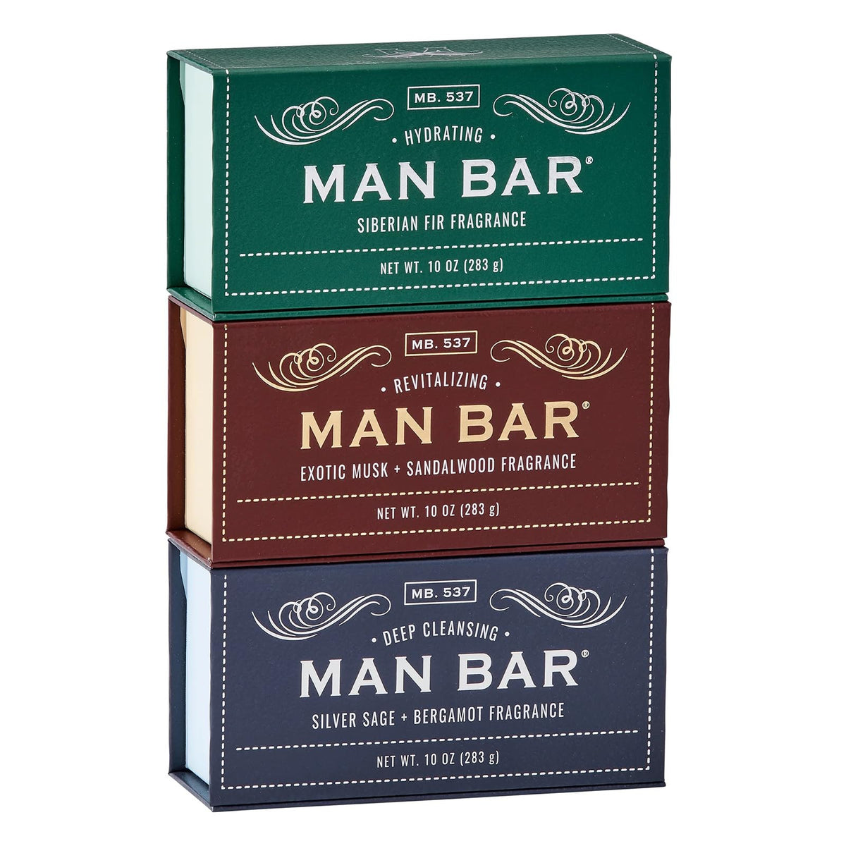 Ensemble cadeau Man Bar de San Francisco Soap Co, présentation soignée et pratique.