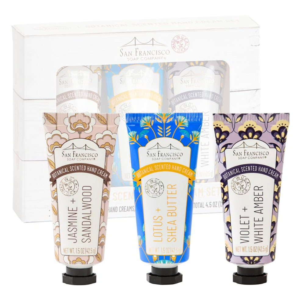 SFSC crème mains violette et ambre blanche, parfum raffiné et soin quotidien.