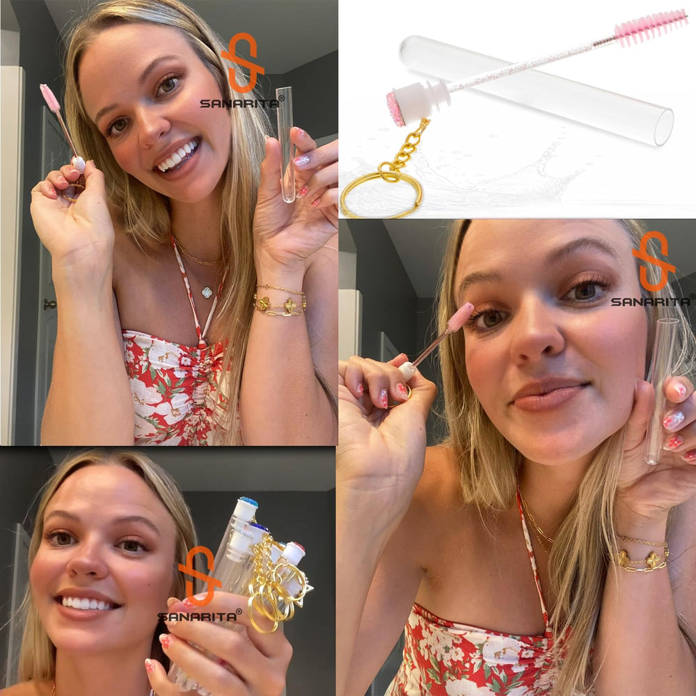 SANARITA tubes réutilisables rose rangement hygiénique et pratique en voyage