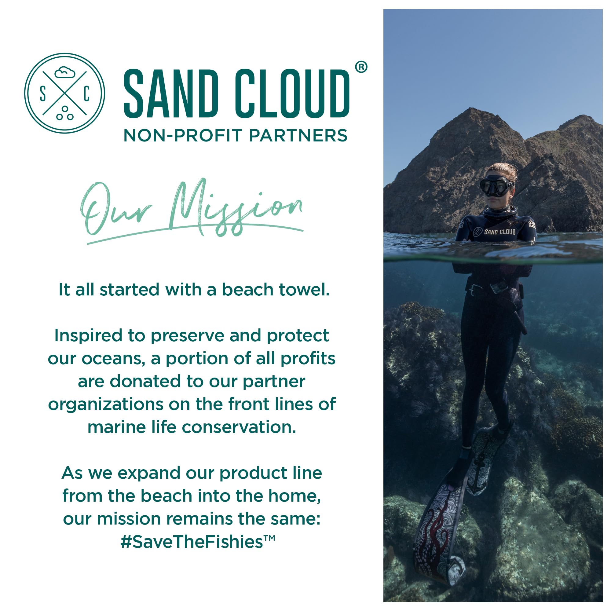 Sand Cloud donation-marine, 10% des profits reversés pour la conservation.