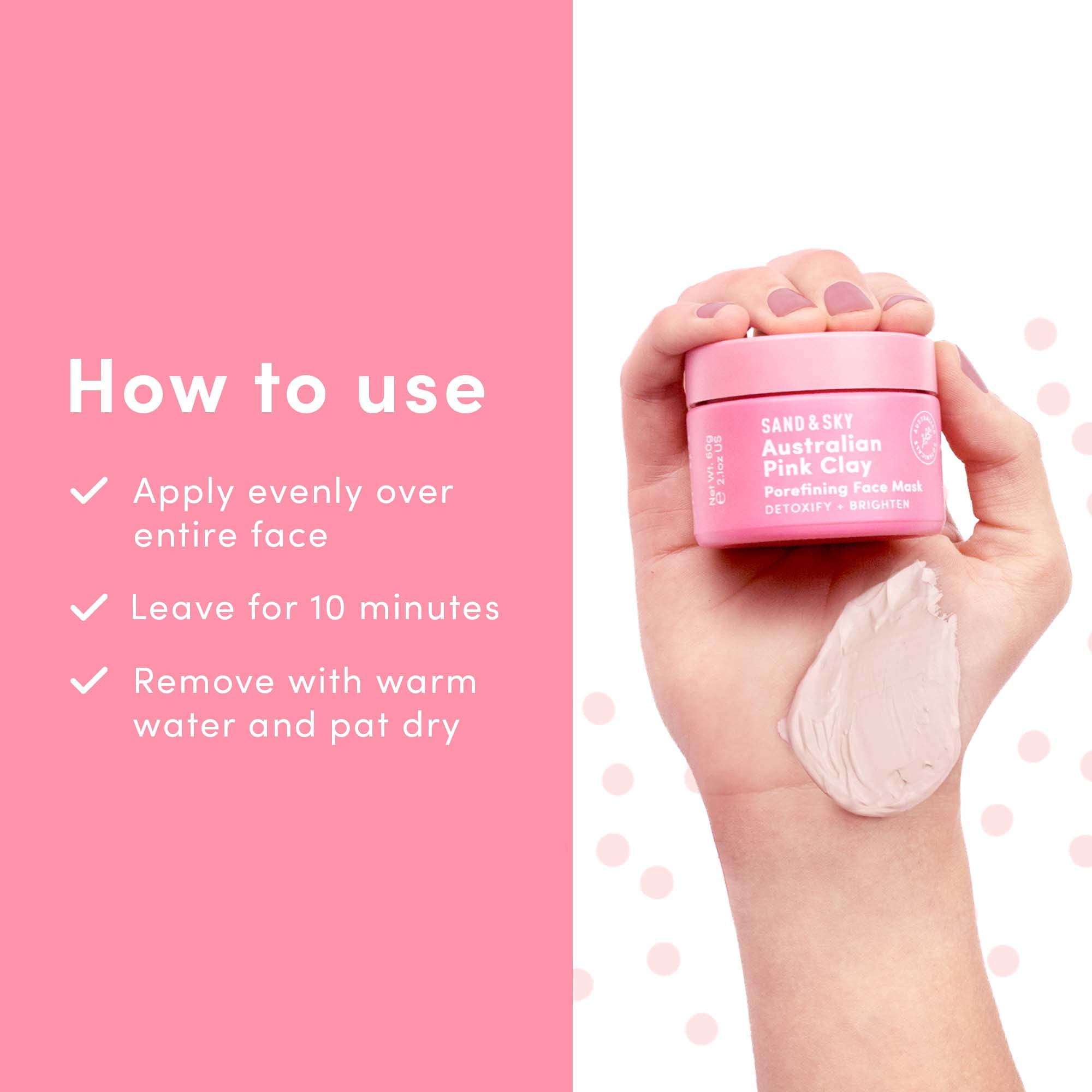Sand & Sky conditionnement: produit végane et respectueux de la peau.