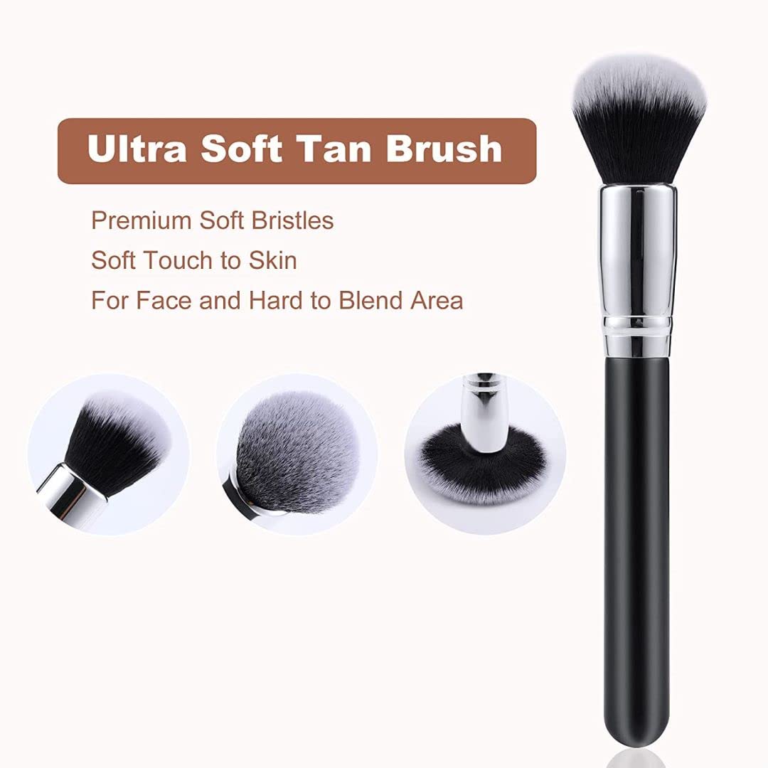Sanfery brosse autobronzant professionnelle, application homogène sur le visage.