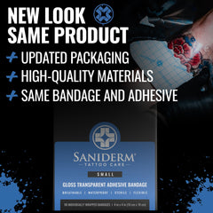 Saniderm bandage étanche en action sur tatouage, protection visible.