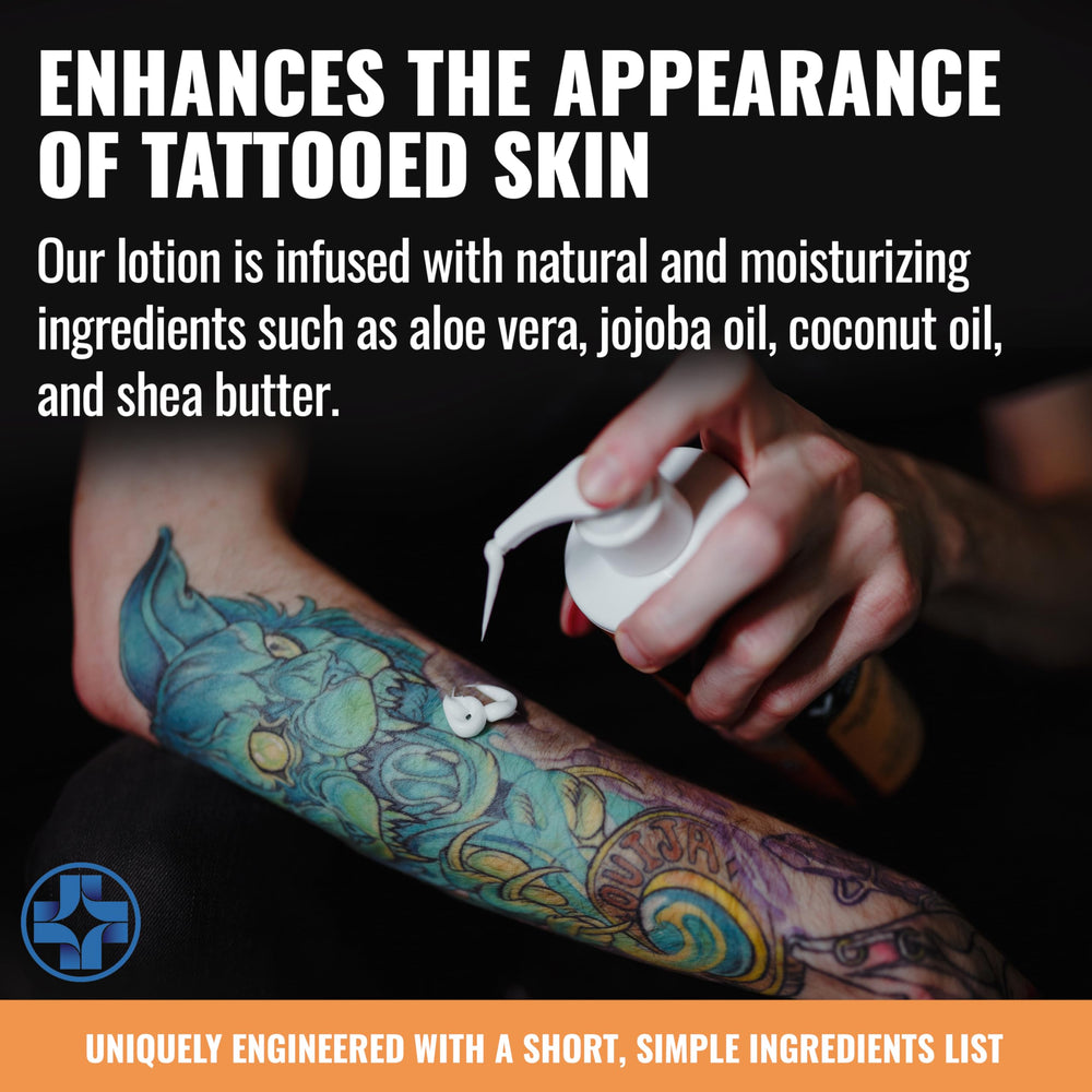 Saniderm Daily Tattoo Lotion — application douce sur peau, soin sûr sans produits agressifs.