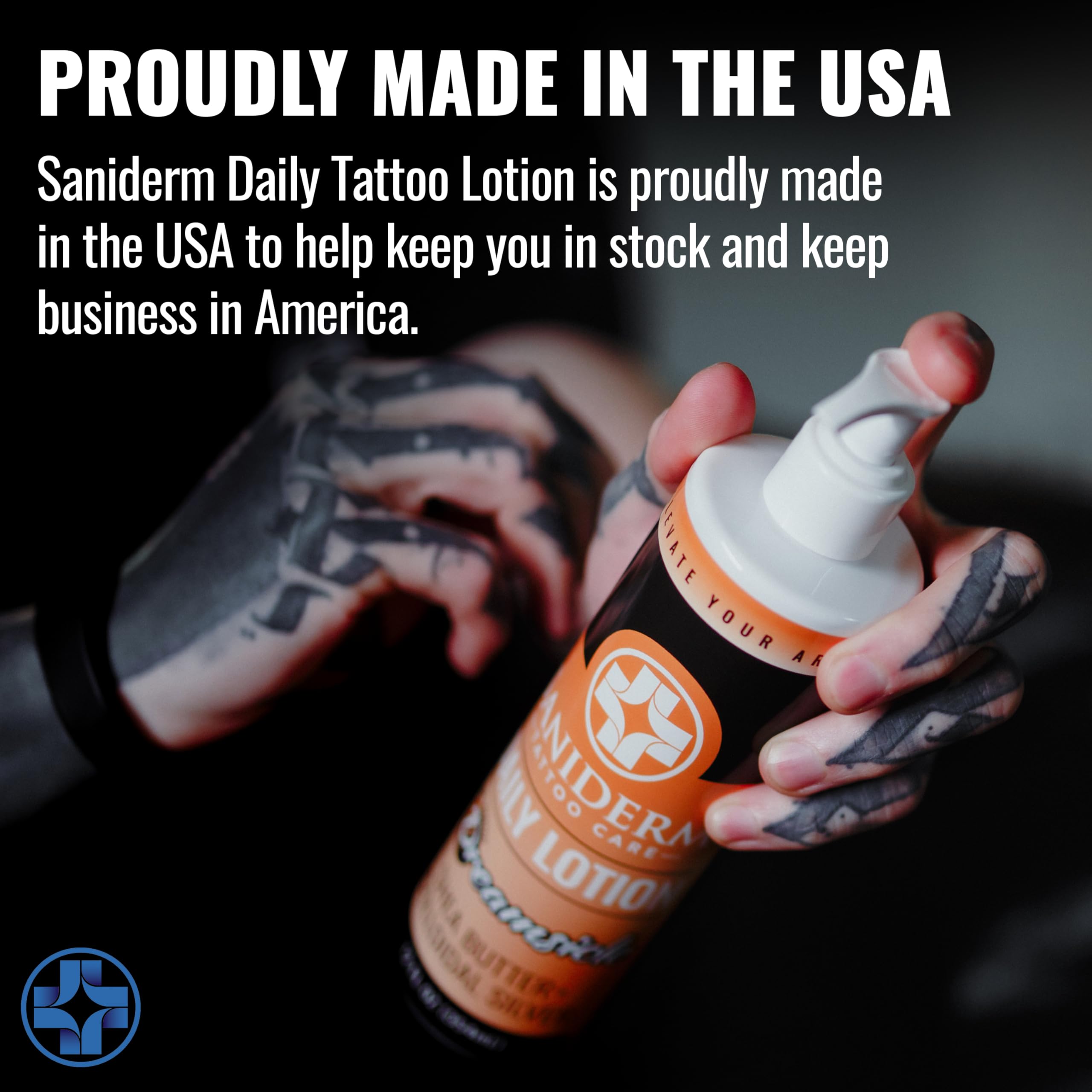 Saniderm Daily Tattoo Lotion — fabriqué aux États-Unis avec des ingrédients éthiques.