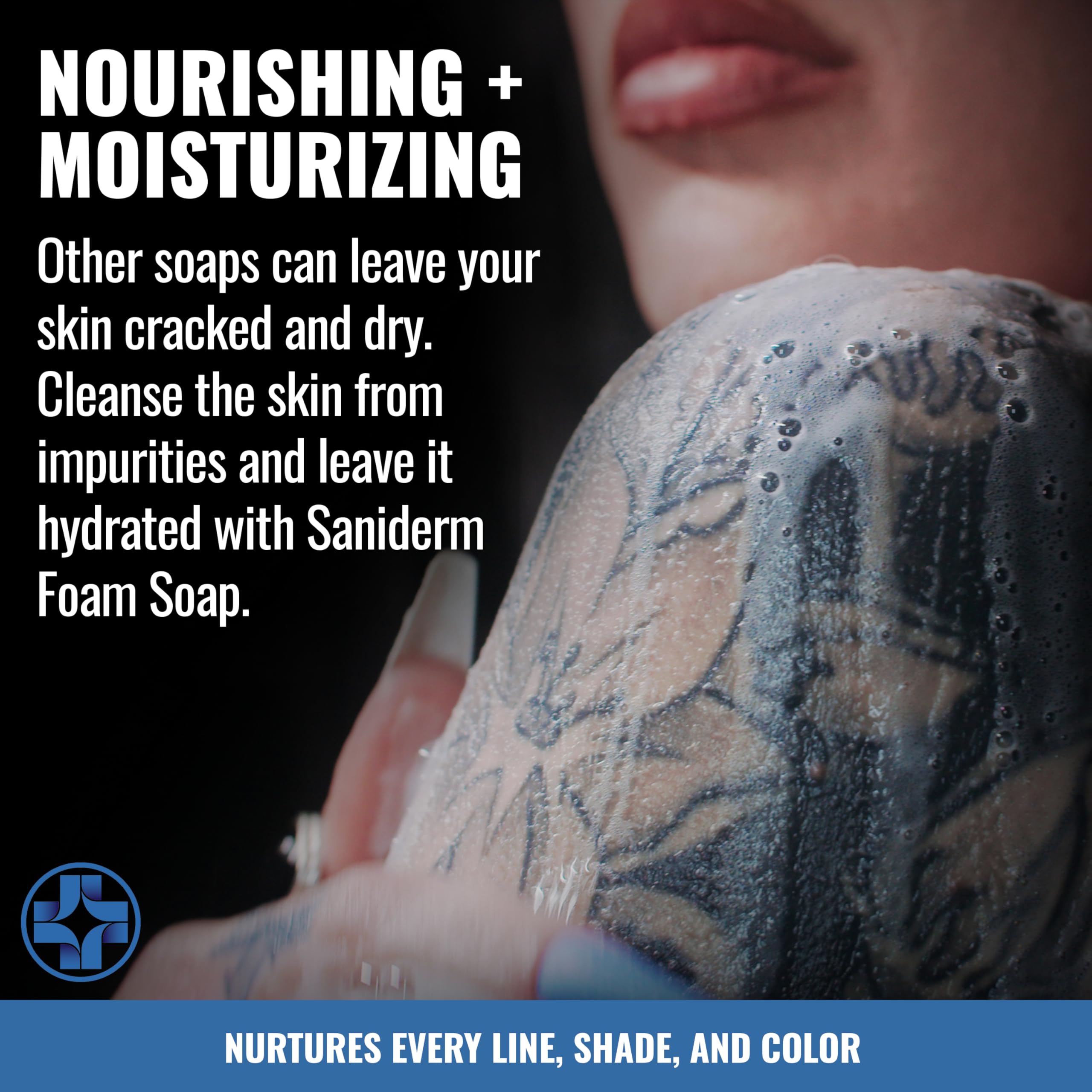 Étiquette et emballage Saniderm Tatouage – origine États‑Unis et traçabilité du produit.