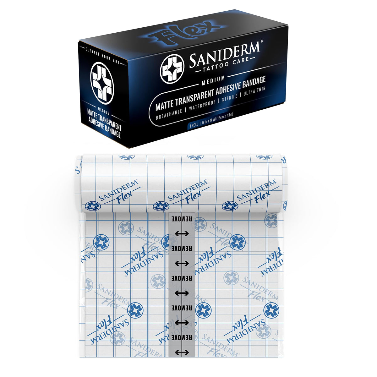 Bandage Saniderm Flex en application, adhérence fiable et protection immédiate.