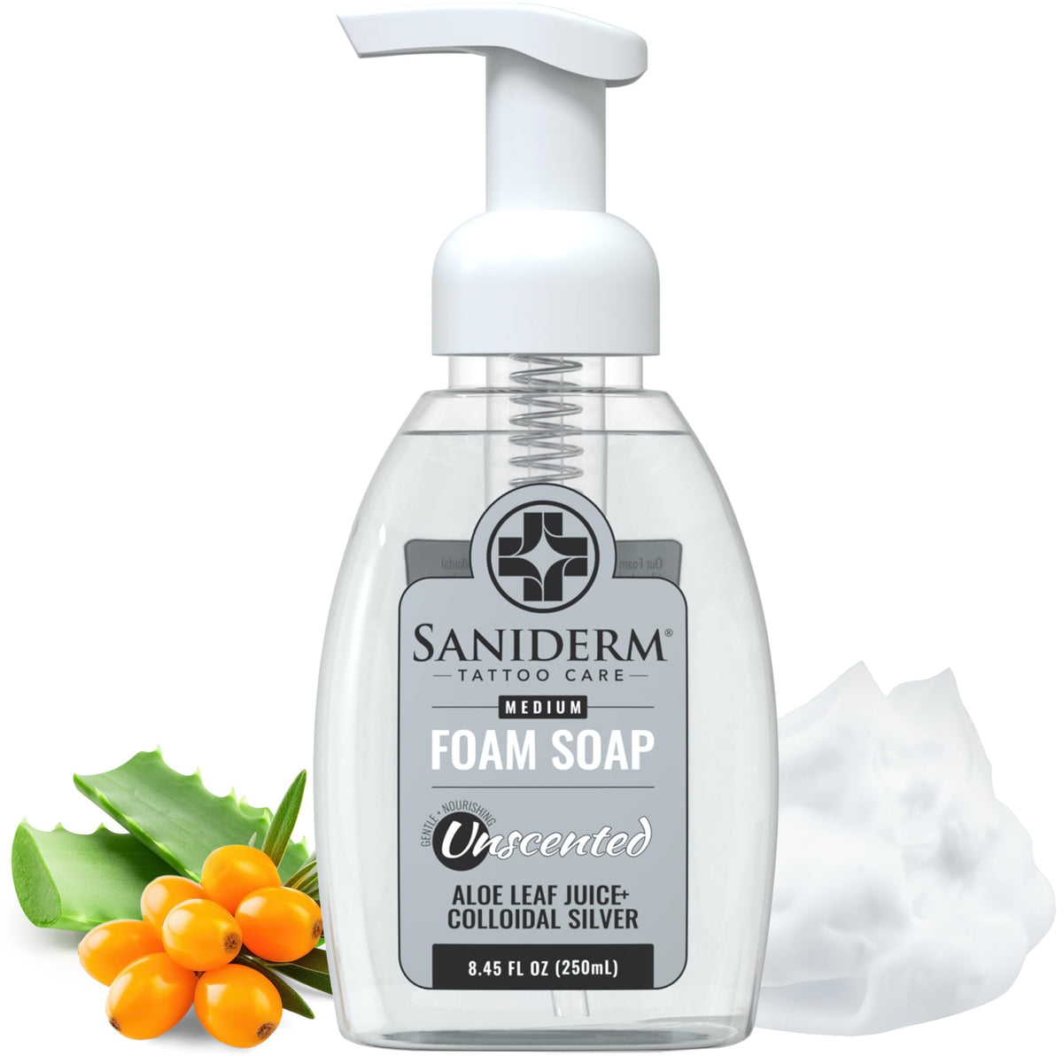 Saniderm Foam Soap, flacon mousseux prêt au nettoyage du tatouage avec douceur