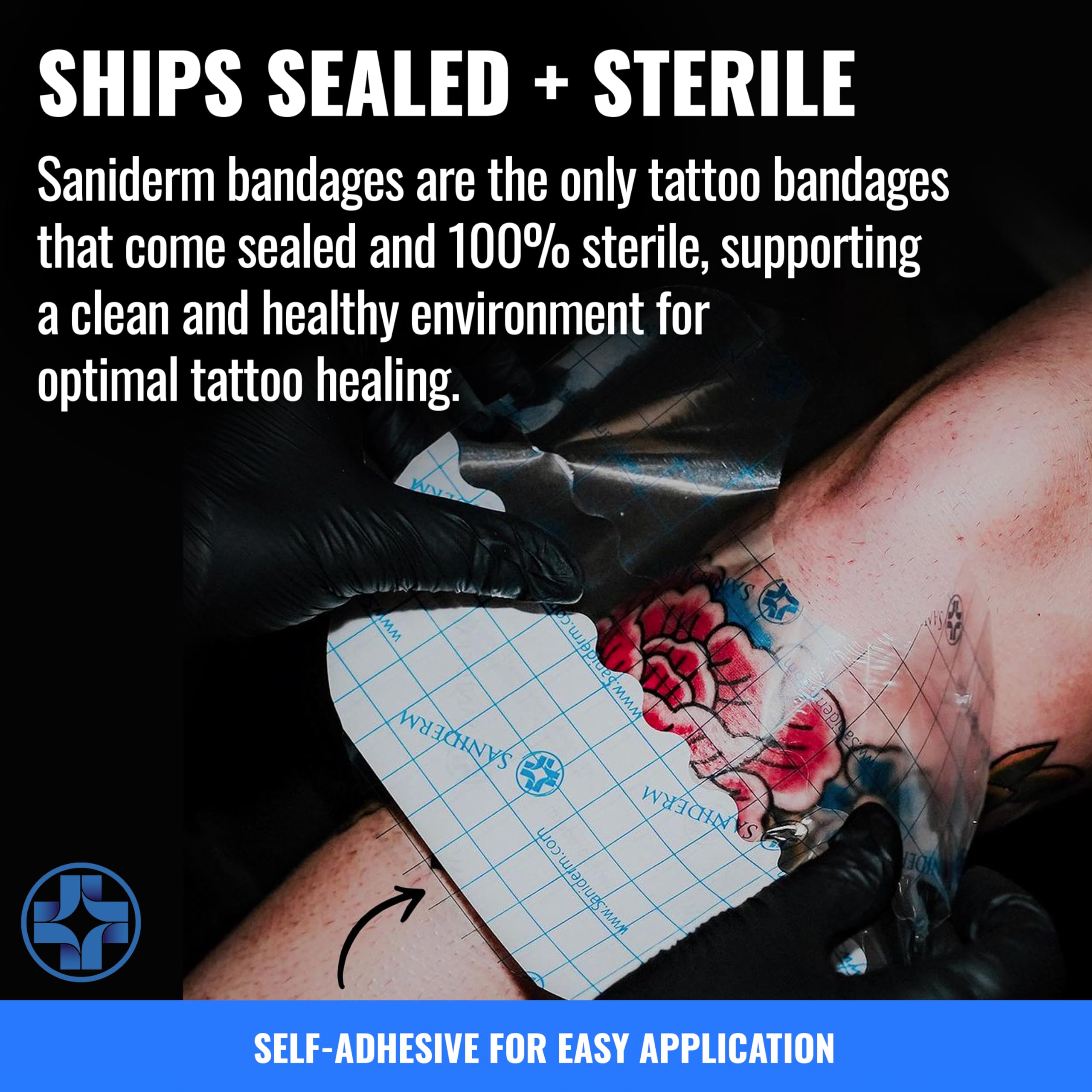 Latex-free Saniderm bandage for sensitive skin