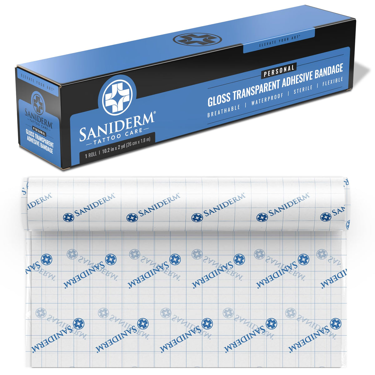 Saniderm Original Bandage Après-Tatouage, rouleau personnel, protection hygiénique.