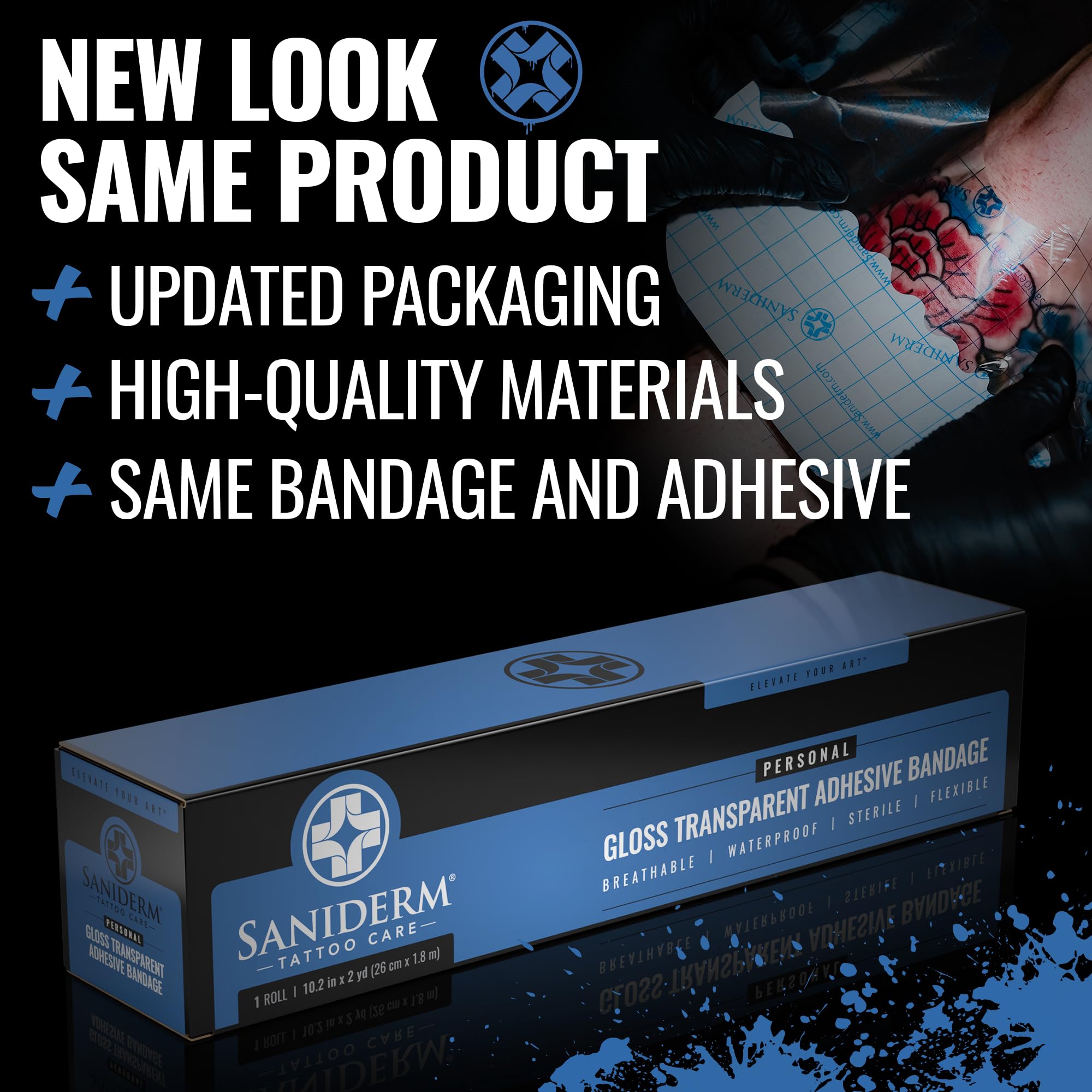 Saniderm Original Bandage, protection hygiénique autour du tatouage.