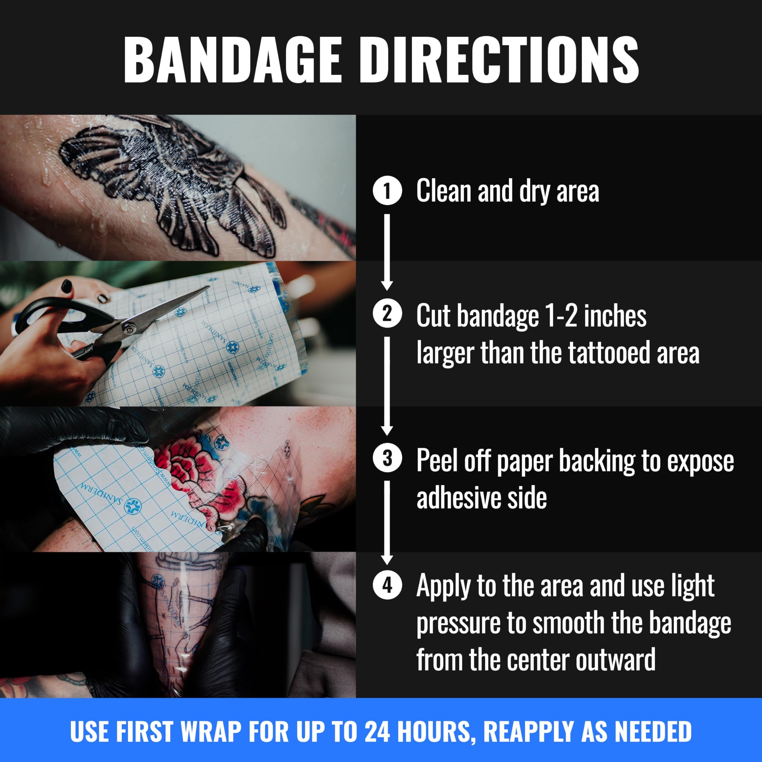 Saniderm pansement-tatouage-sterile-etanche est une barrière propre durant la guérison.