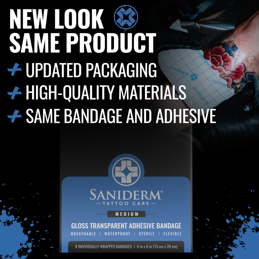 Saniderm tattoo bandage on skin during a fresh tattoo