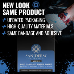Saniderm tattoo bandage on skin during a fresh tattoo