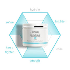 Application sur le visage avec Sanitas Brightening Peel Pads, hydratation douce.