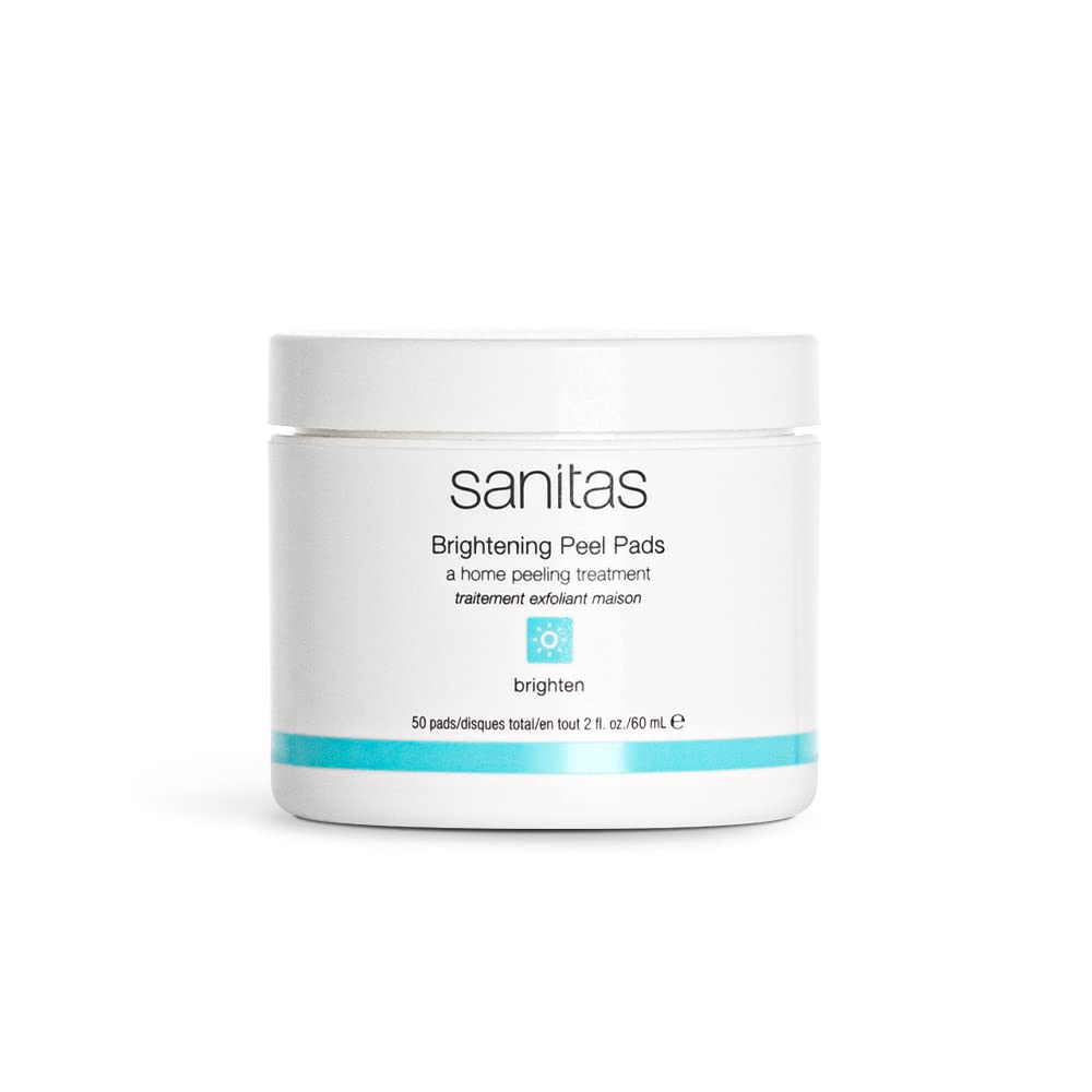 Sanitas Brightening Peel Pads, emballage pratique pour une routine exfoliante rapide.