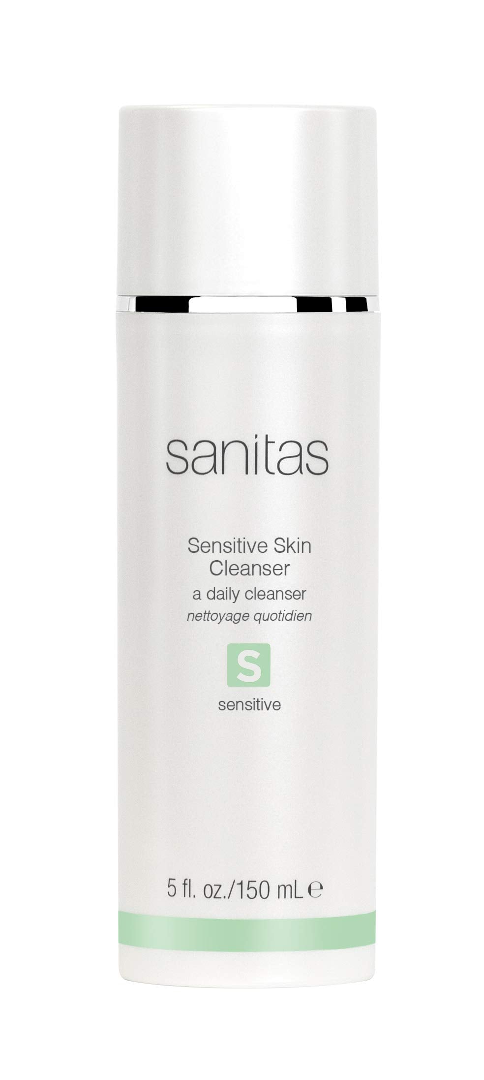 Sanitas nettoyant visage sensible, bouteille sans parfum, purification douce pour peau réactive.