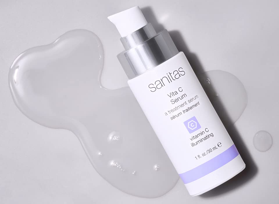 Goutte du sérum Sanitas Vita C pour une application facile et hydratante.