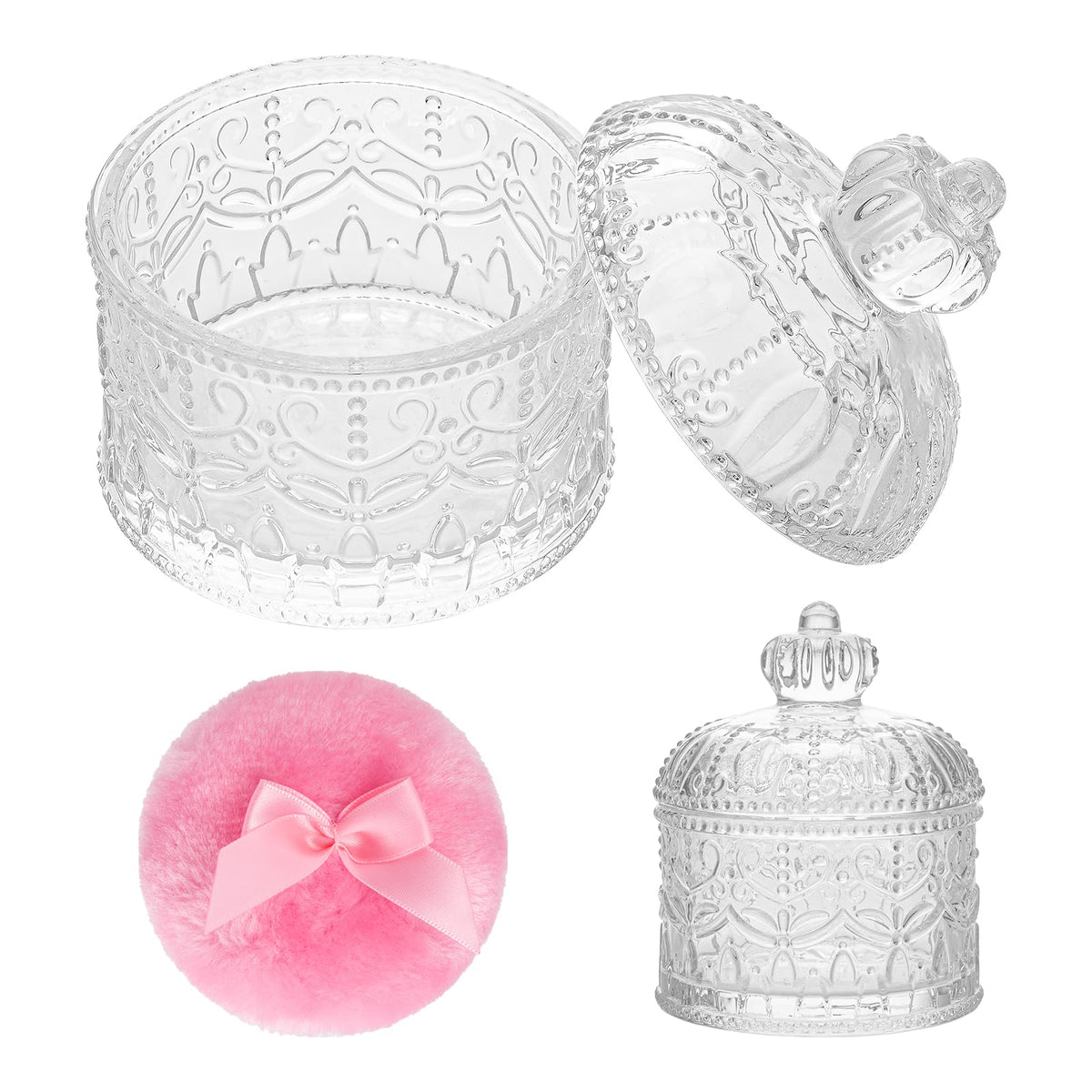 sansaieco ensemble puff poudrier-verre-couronne : application précise et élégante