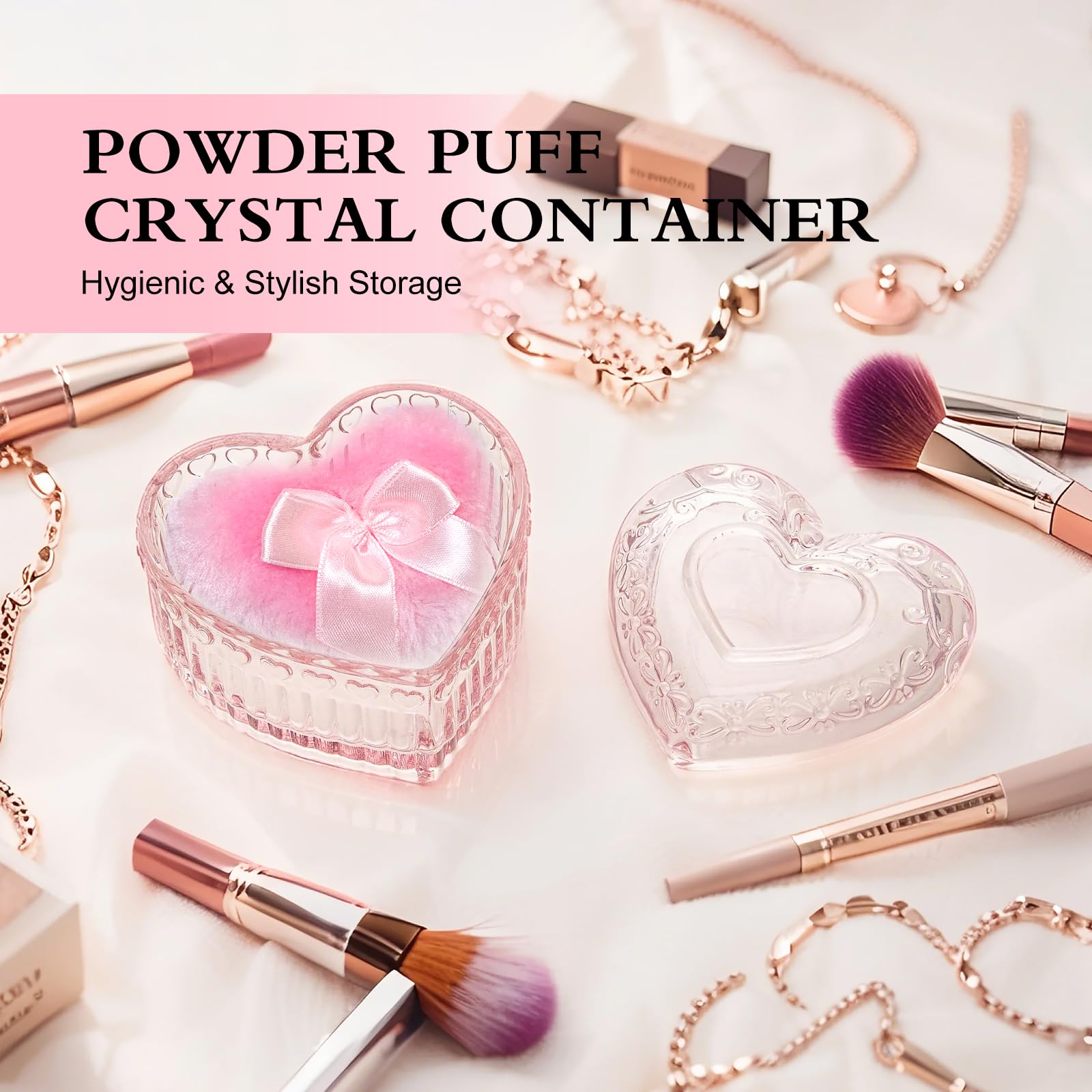 sansaieco pot poudre cristal avec étui: accessoire de vanity chic et pratique.