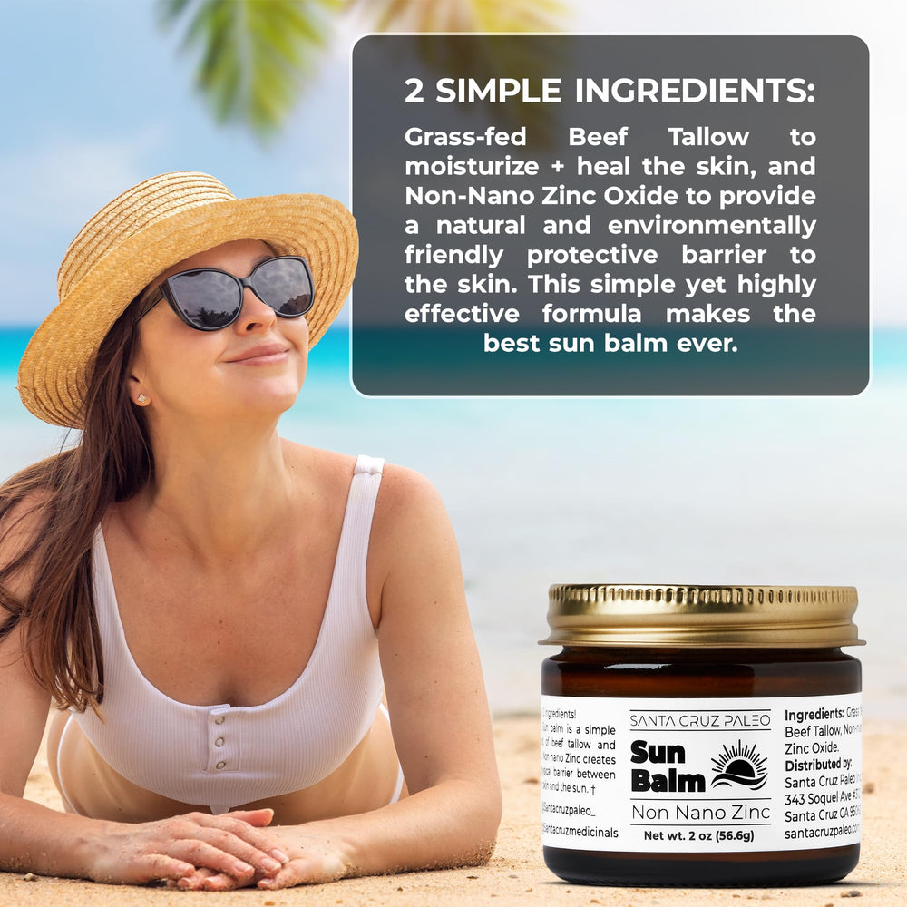 Santa Cruz Paleo beef tallow sun balm texture swatch shows smooth finish