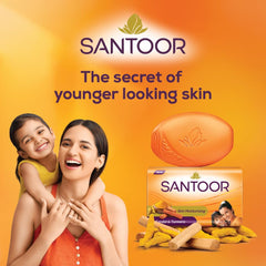 Santoor pack4 savons santal curcuma, emballage pratique et économique pour la famille.