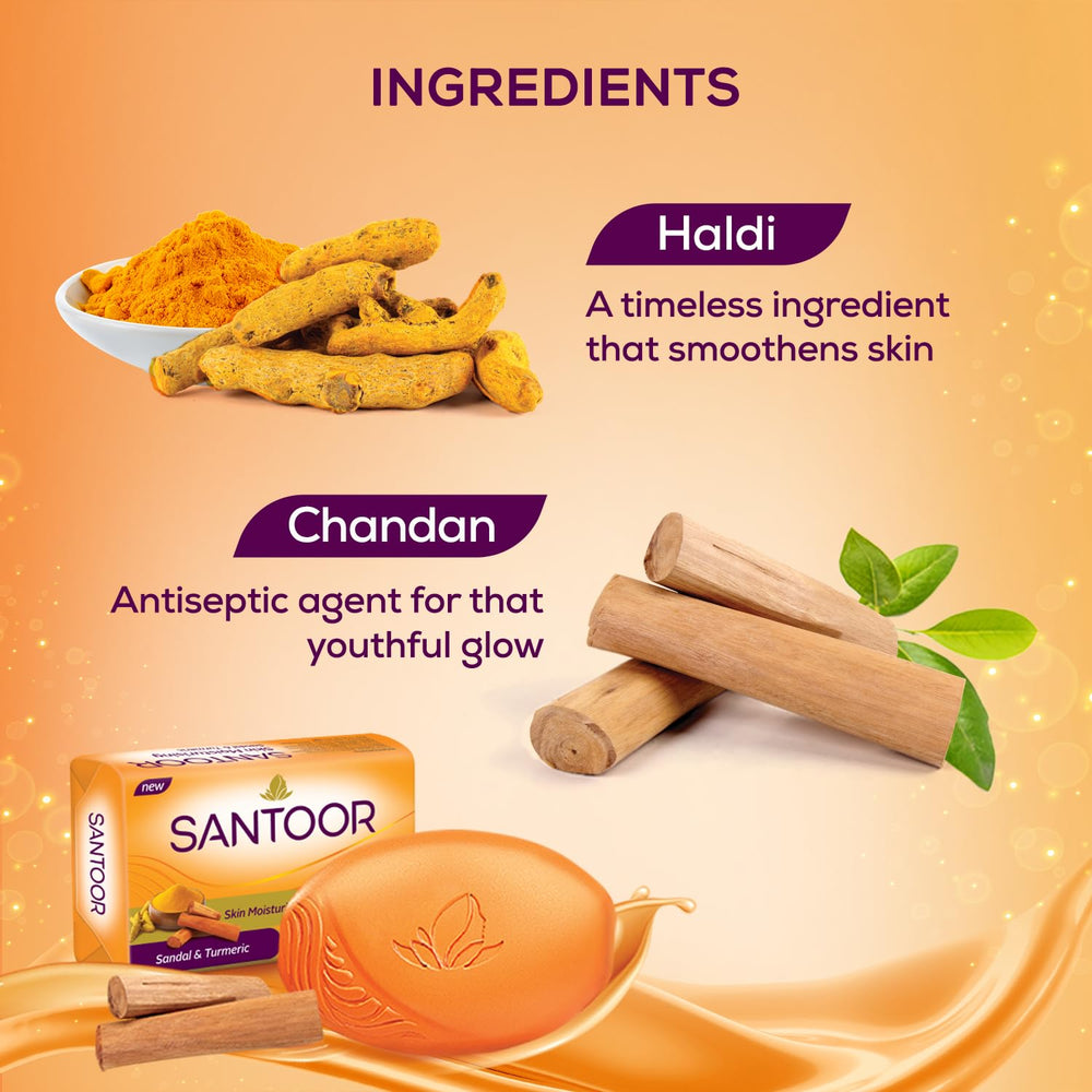 Santoor savon santal et curcuma, texture lisse et agréable sous la douche.