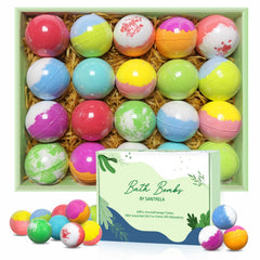 Bombes de bain Santrela dans le coffret coloré offrant une expérience spa.