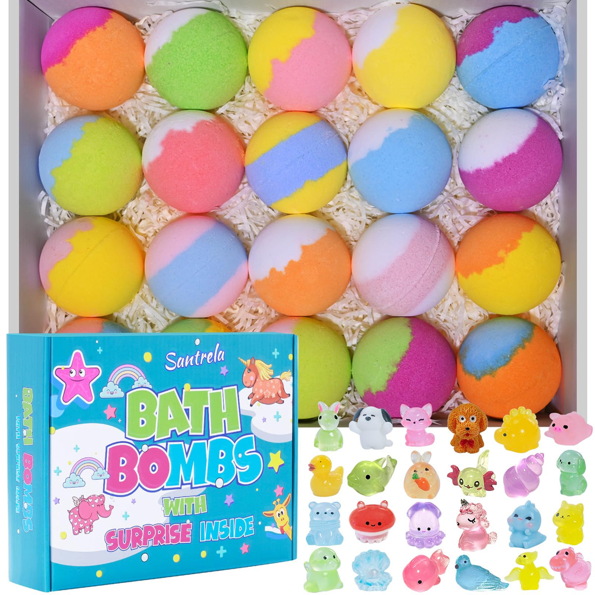 Santrela bombes bain enfants surprise 20 pieces : découverte ludique à chaque bain.