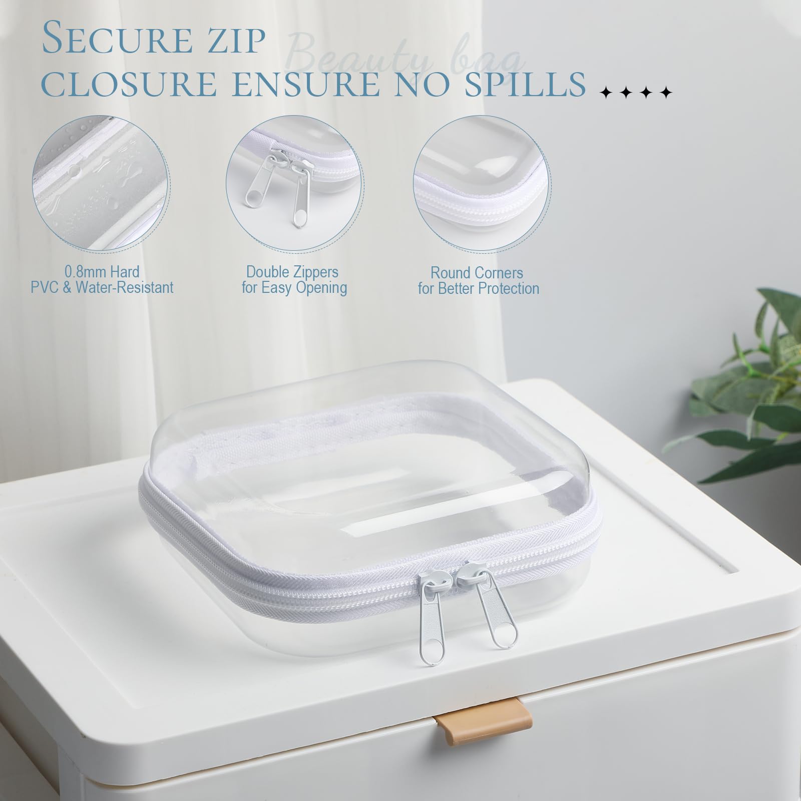 Sanwuta dossier zippé transparent – rangement compact et accessible pour fournitures scolaires.