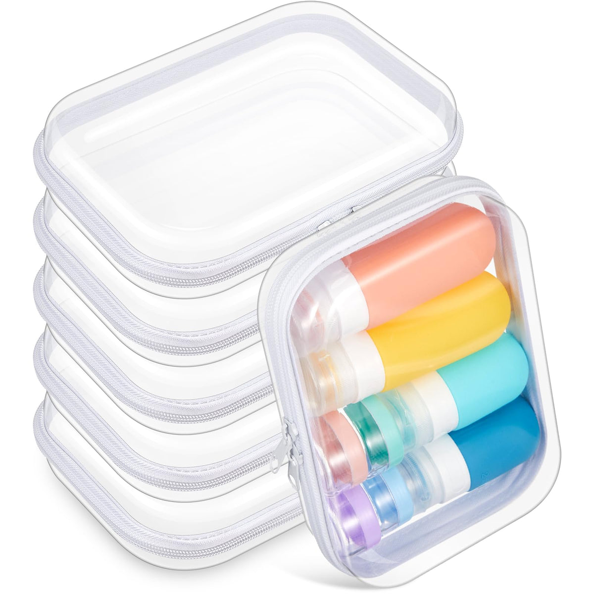 Sanwuta ensemble d etuis transparents a zip, visibilité rapide du contenu.