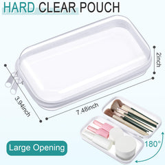 Etui rigide Sanwuta transparent avec fermeture éclair, idéal pour maquillage.