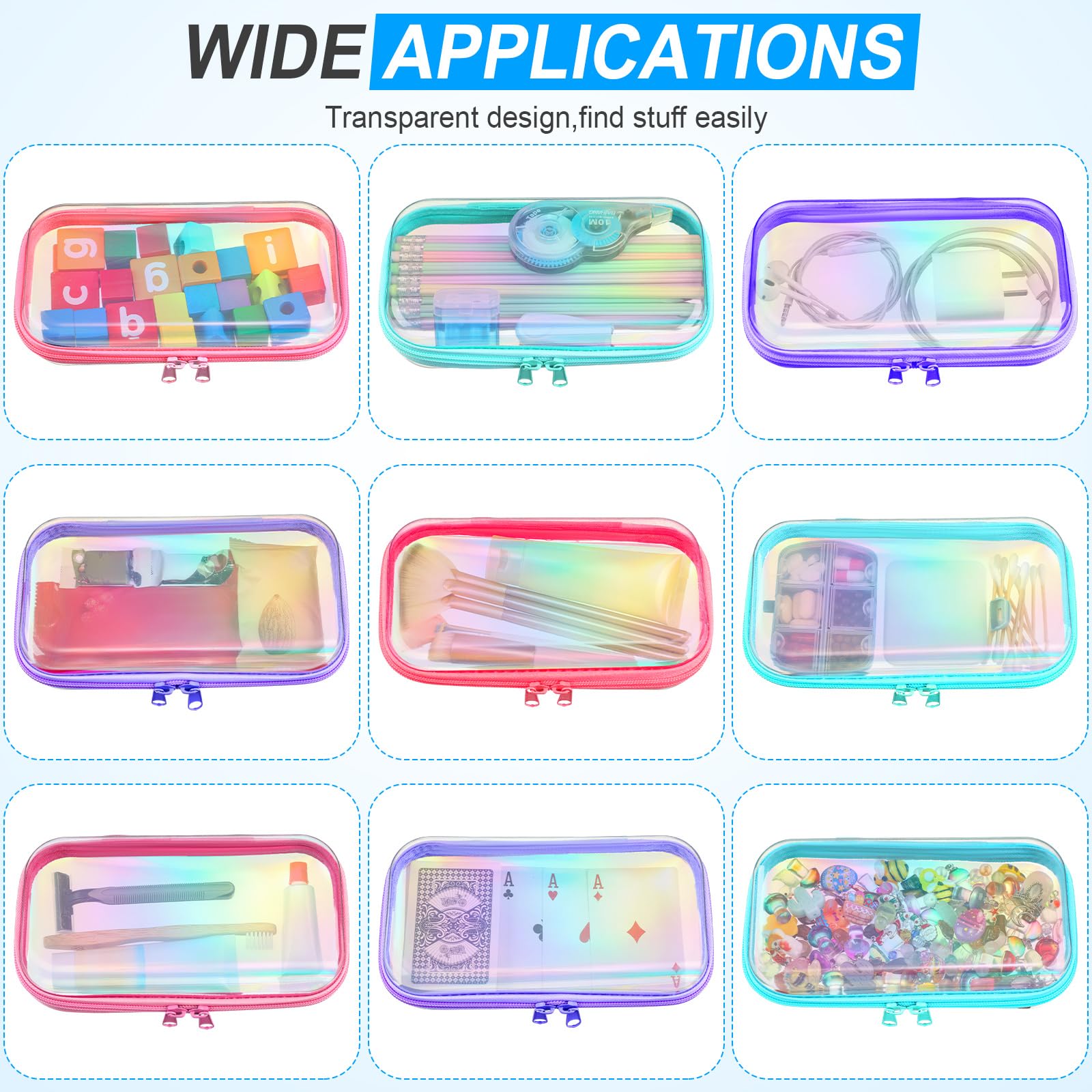 Sanwuta etui transparent zippees rigide, transport securise des essentiels de voyage.