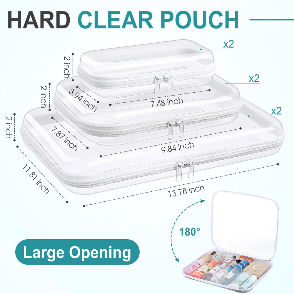 Grand étui transparent Sanwuta en PVC dur pour le nécessaire de toilette.