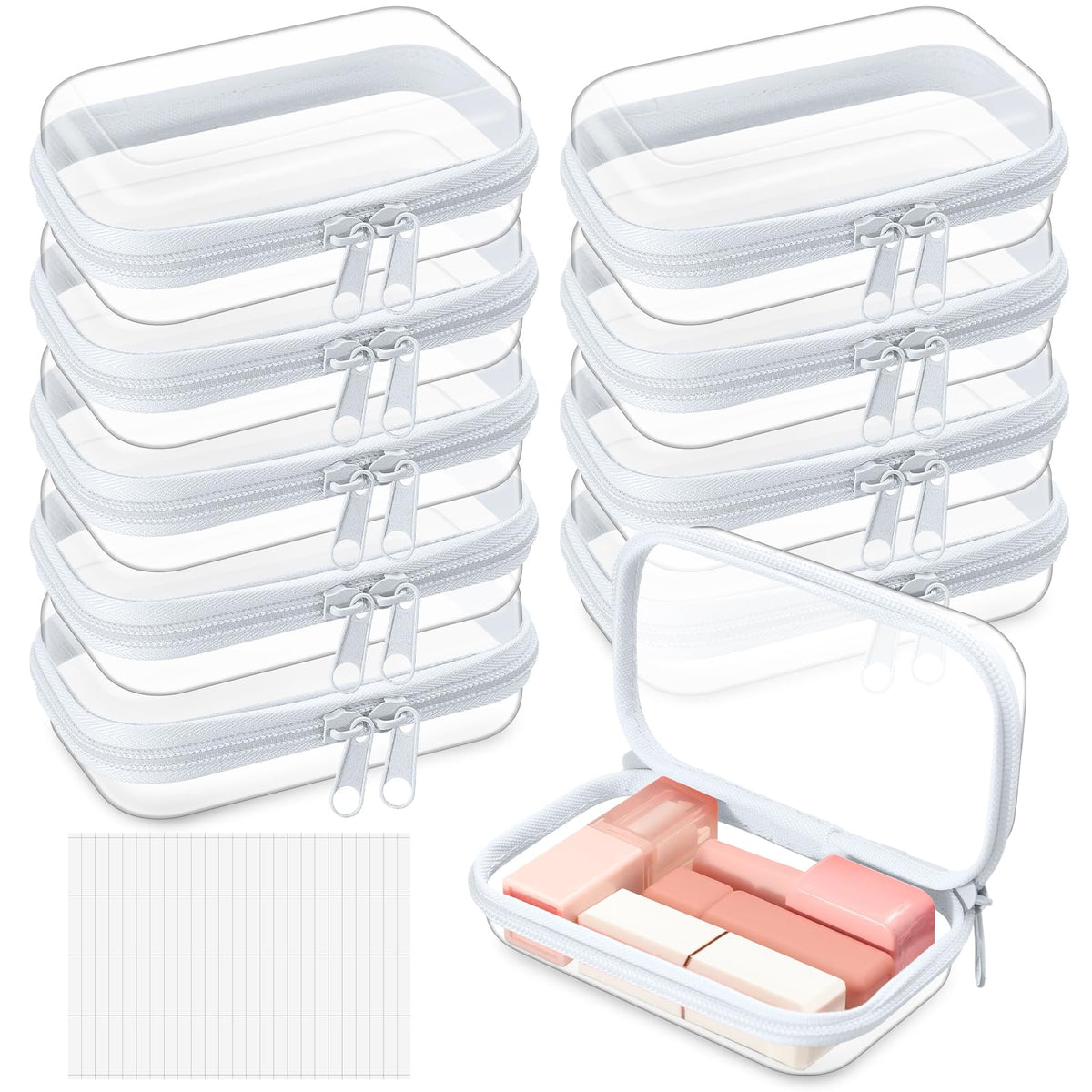 Sanwuta: étui zippé transparent XS pour un rangement rapide en déplacement.