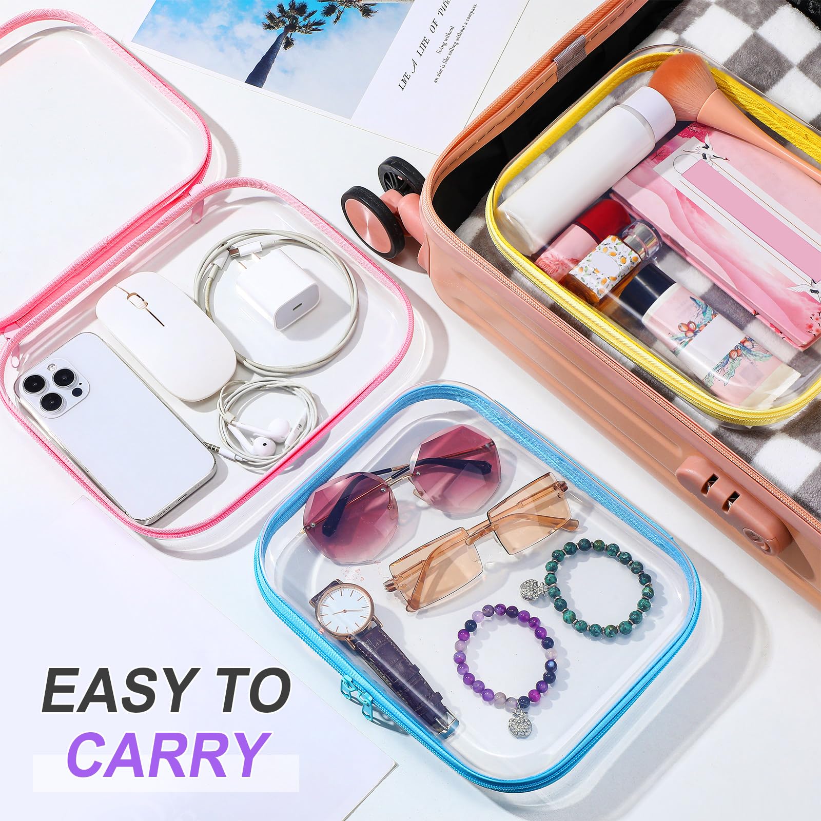 Sanwuta organisation quotidienne transparente simplifie le tri des accessoires cosmétiques et électroniques.