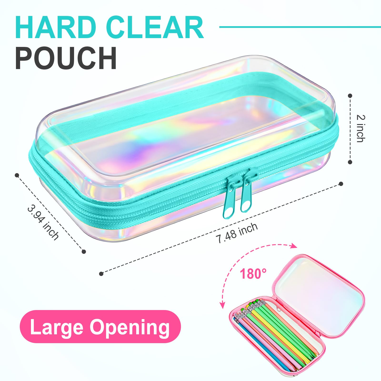 Sanwuta poche zippée transparente rigide, parfait pour cosmétiques et petits accessoires.