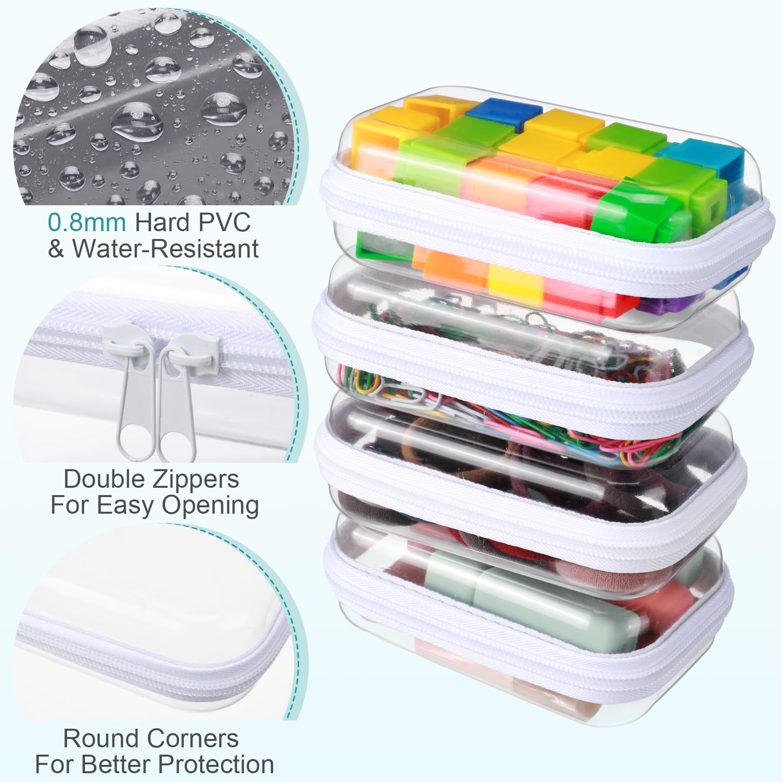 Pochettes transparentes Sanwuta 5 × 3 × 2 pouces, parfaites pour maquillage en voyage.