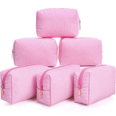 Trousse Sanwuta seersucker rose, ensemble pratique pour le maquillage quotidien