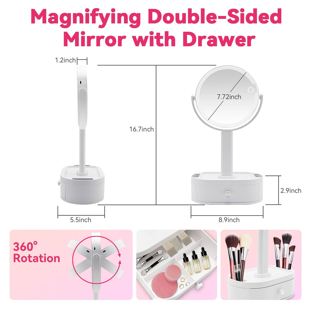 Miroir SANYCASA maquillage 1x plat pour le visage en entier.