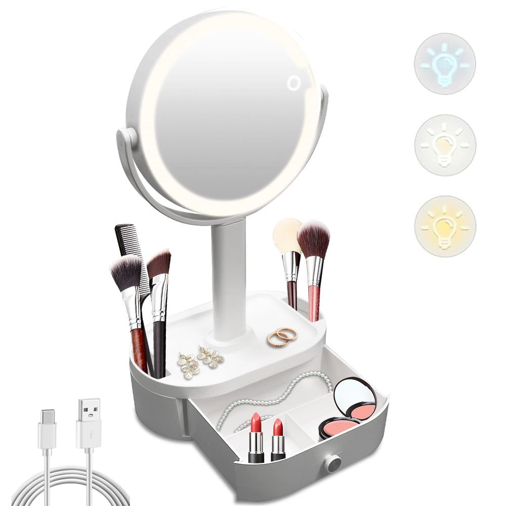 Miroir SANYCASA maquillage avec éclairage DEL et grossissement 10x pour les détails.