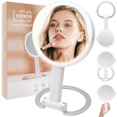 Miroir-maquillage portable SANYCASA avec lumière, parfait pour maquillage précis en déplacement.