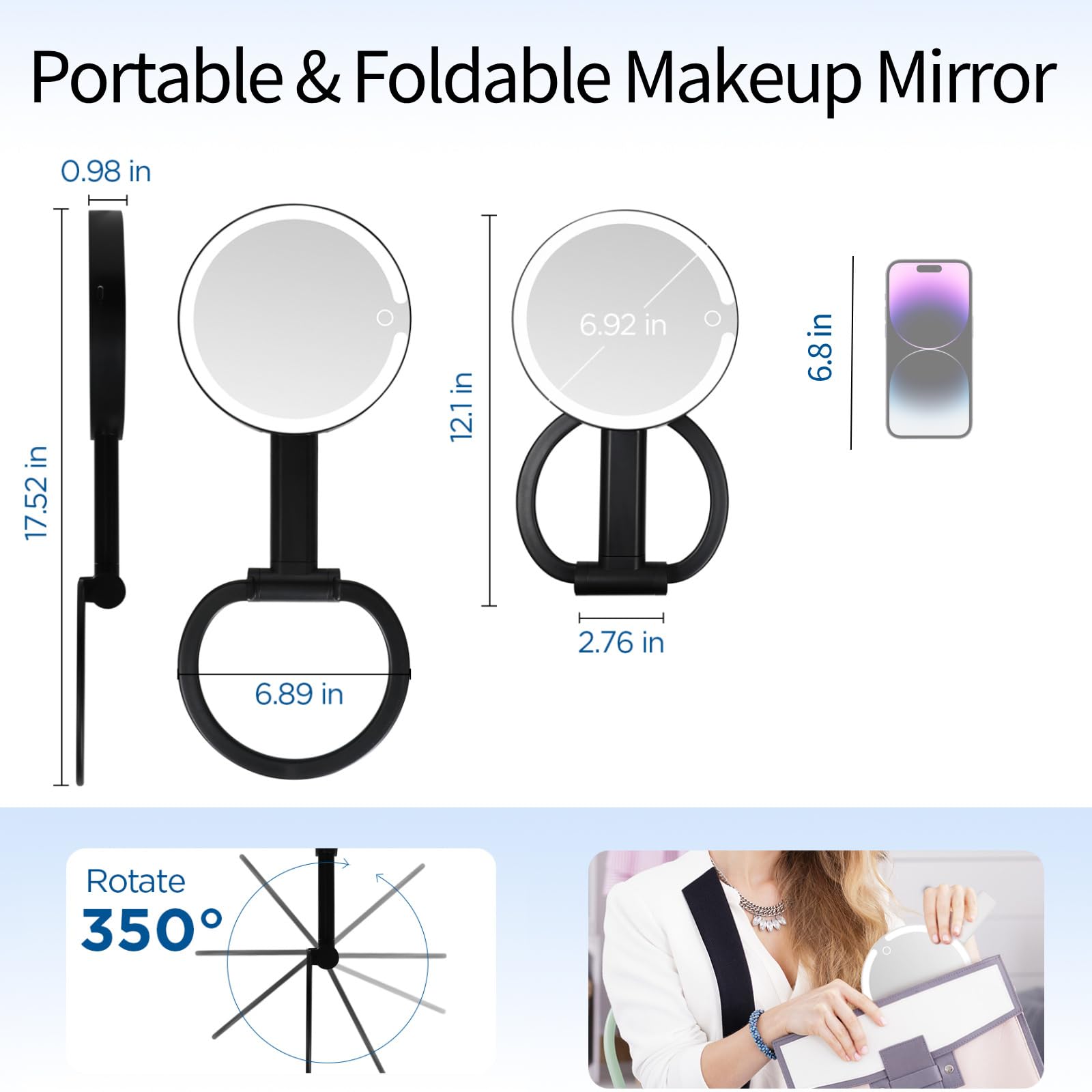 Rotation à 360° du miroir SANYCASA pour un angle parfait.