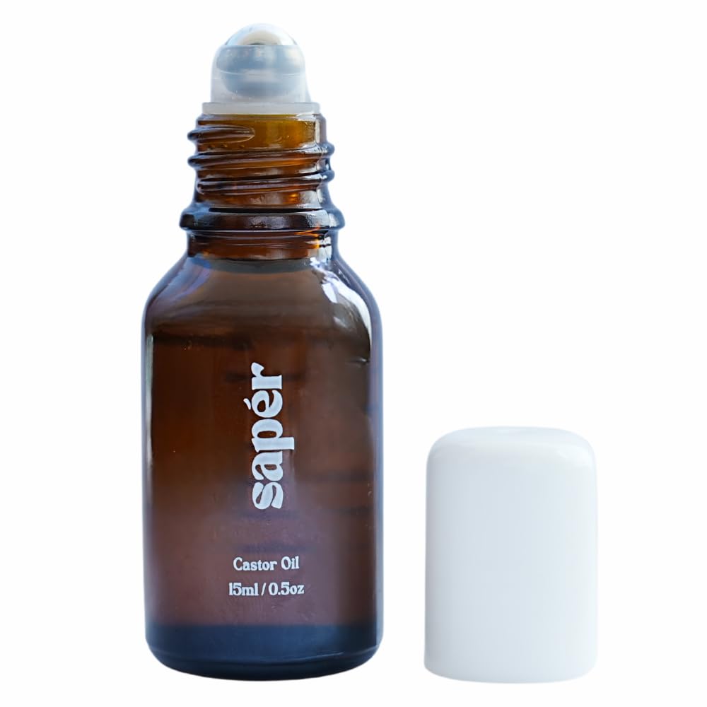 Sapér huile ricin roll-on bouteille verre: application propre et ciblée sur les cils.