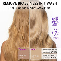 SAPHUS barre-conditionneur violet nourrit les cheveux blondes et sensibles.