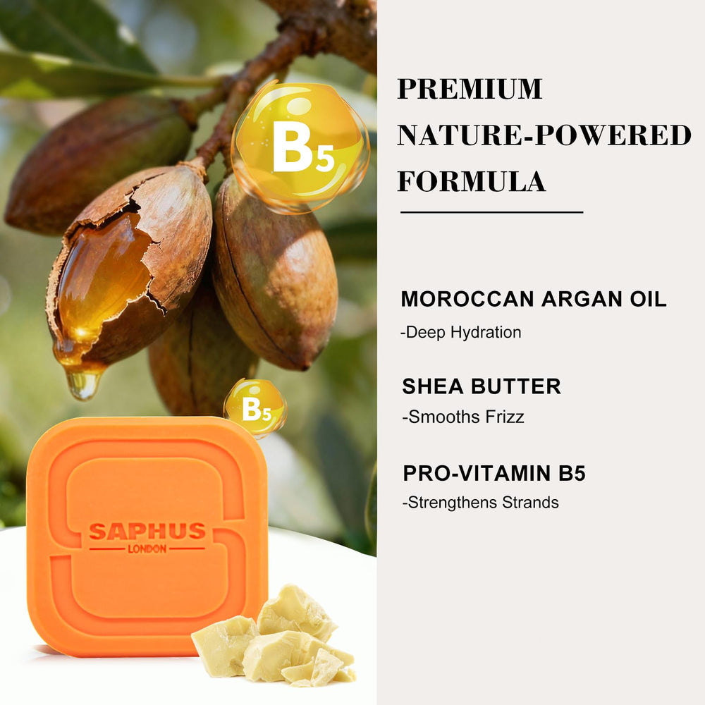 SAPHUS Barre-shampoing argan, taille de voyage: nettoyant efficace en déplacement.
