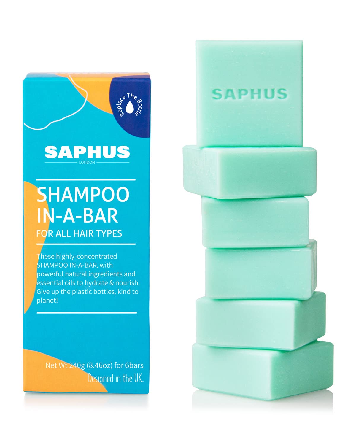SAPHUS barre-shampooing antipelliculaire bleu pour cuir chevelu propre et frais