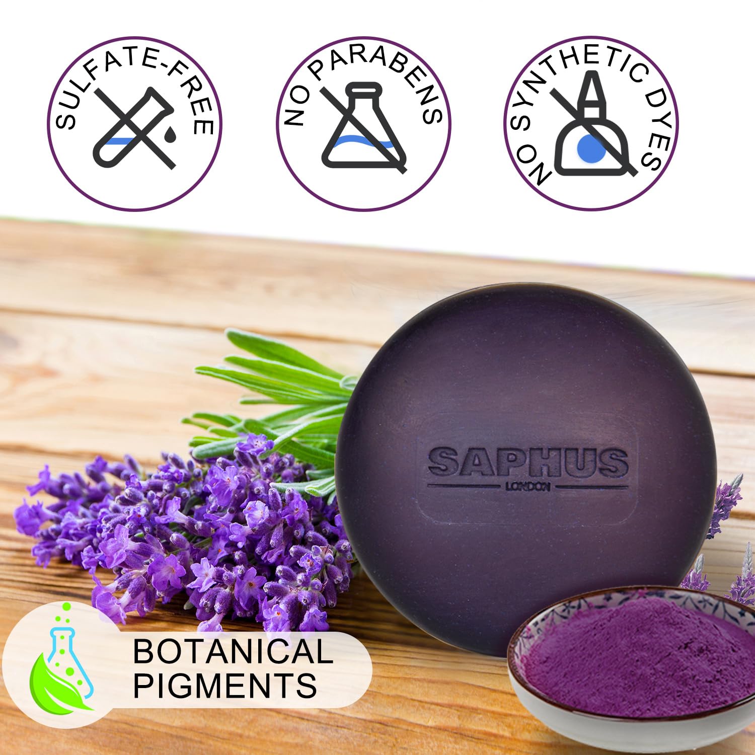 SAPHUS produit sans sulfates ni parabènes pour cuir chevelu sensible.